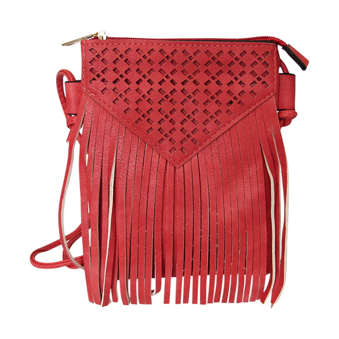 Shoulder Bag Tassels Cherry Red