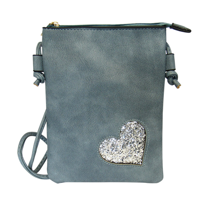 Shoulder Bag Bling Heart Blue
