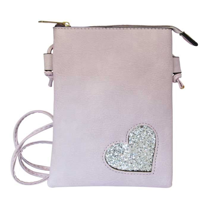 Shoulder Bag Bling Heart Pink 