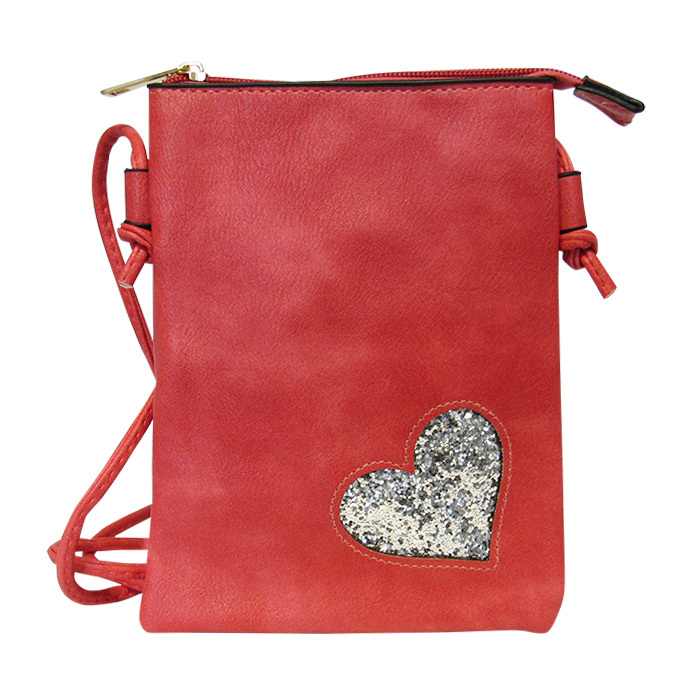 Shoulder Bag Bling Heart Red