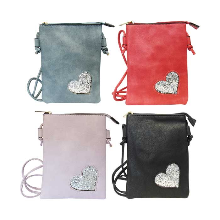 Shoulder Bag Bling Heart Set x4