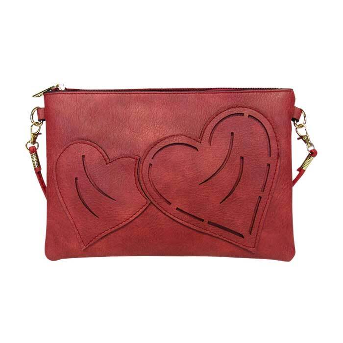 Shoulder Bag Two Hearts Red