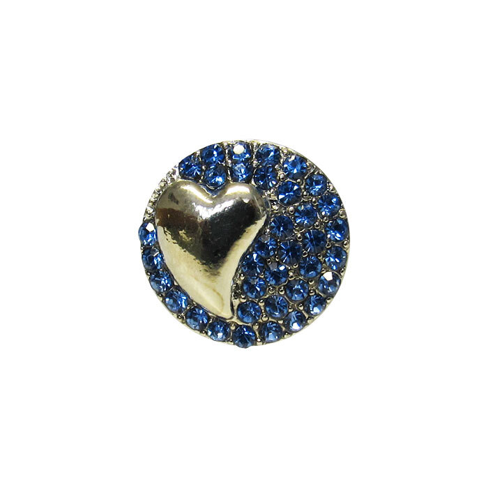 Snap-Blue Diamante w'Heart
