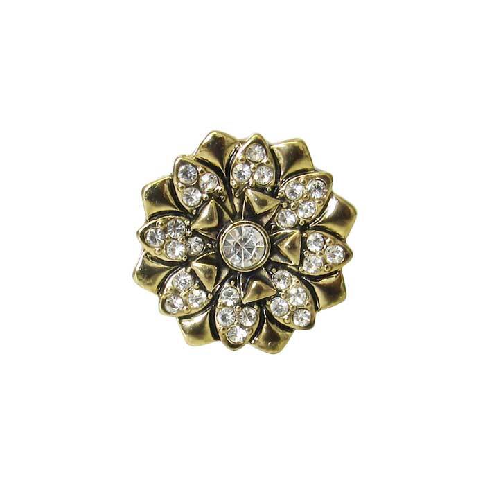 Snap-Gold Diamante Flower