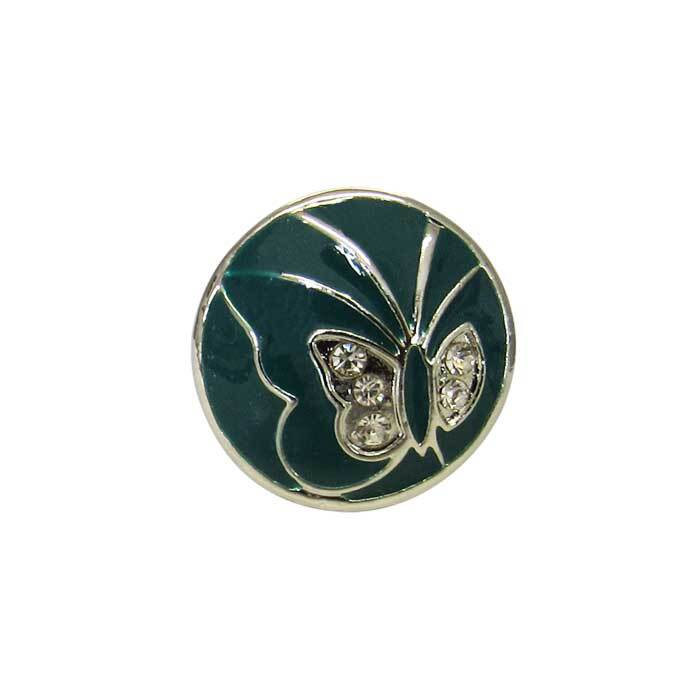 Snap-Teal Butterfly w'Crystal