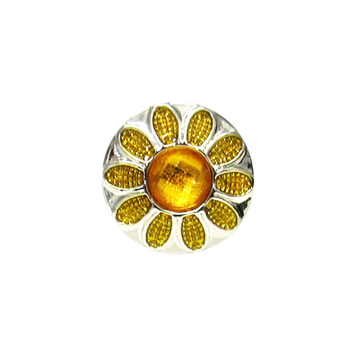 Snap-Diamante Flower Yellow
