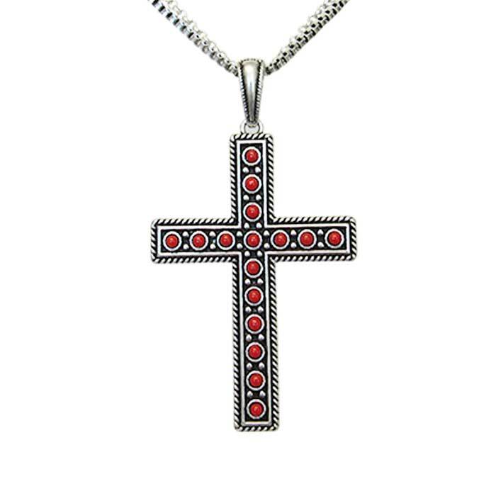 NK-Antique Silver Cross Red 
