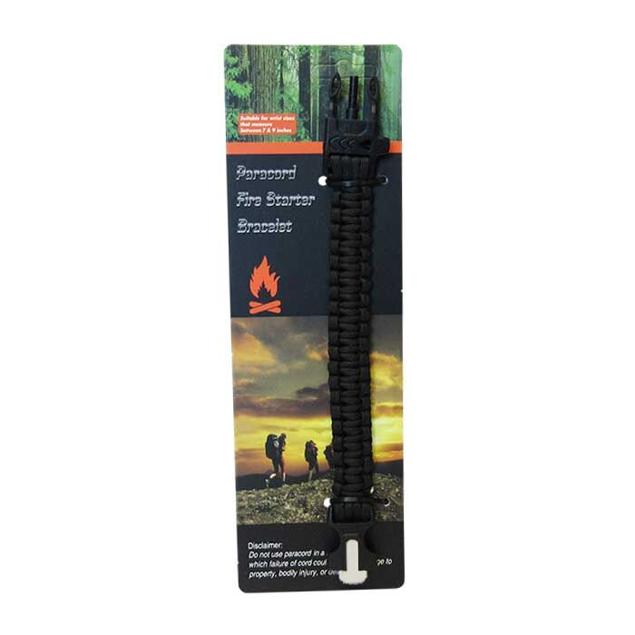Paracord w'Fire Starter Black