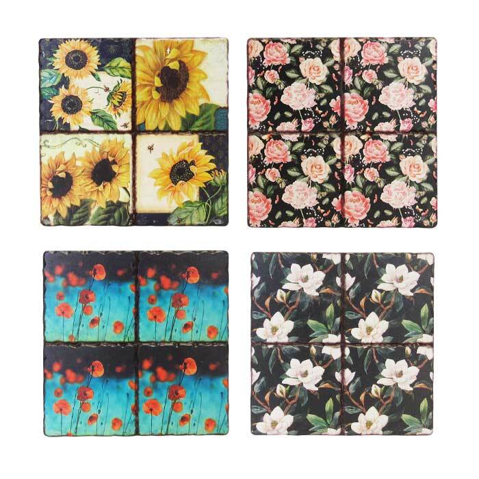 Floral Trivets Set x4