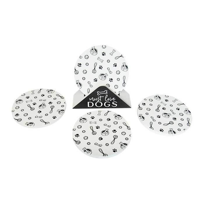 Dog Round Coasters Set 4 