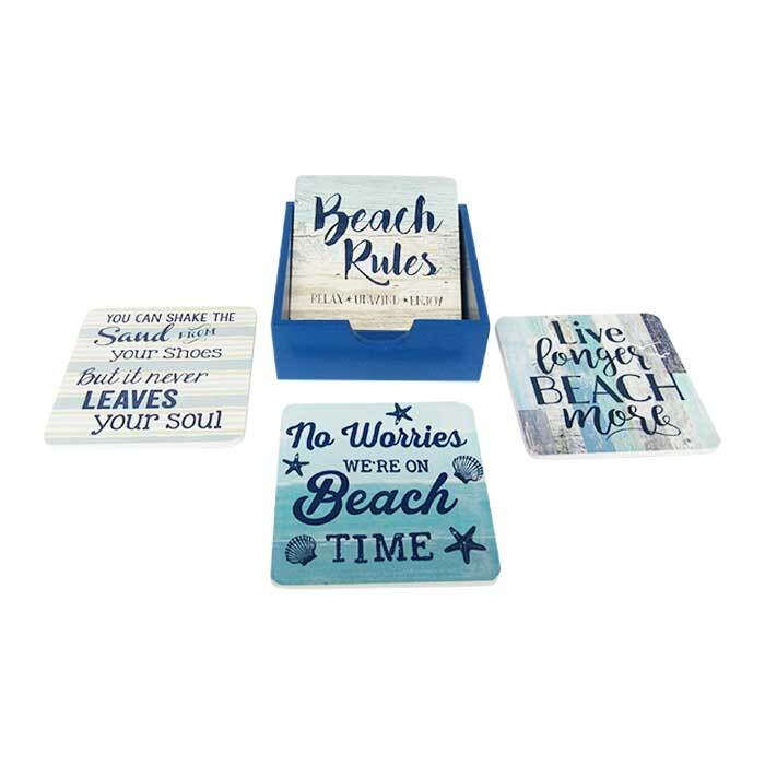 Beach Rules Coasters Set 4 