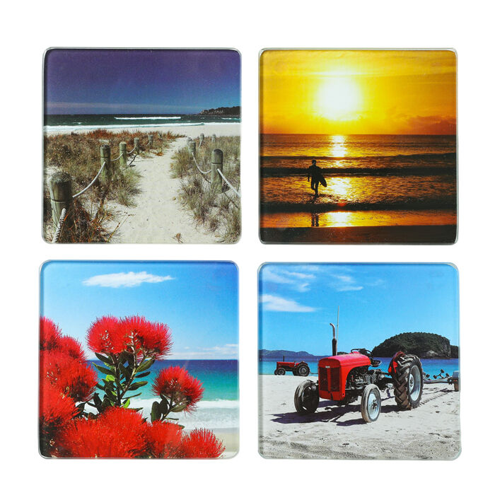 NZ Beach Scenes Coasters Set x4