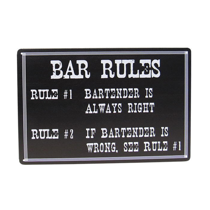 Art Tin Bar Rules Sign