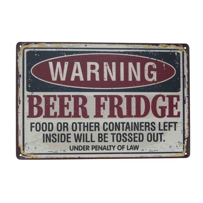 Art Tin Warning BeerFridge 