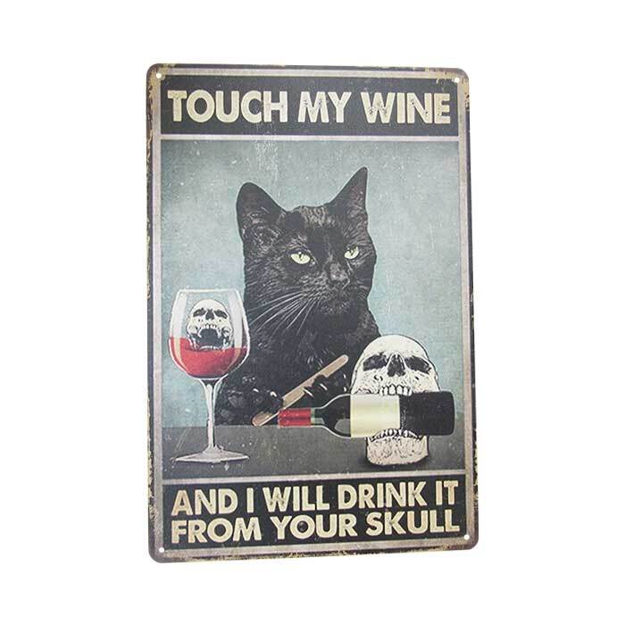 Art Tin Wine Cat