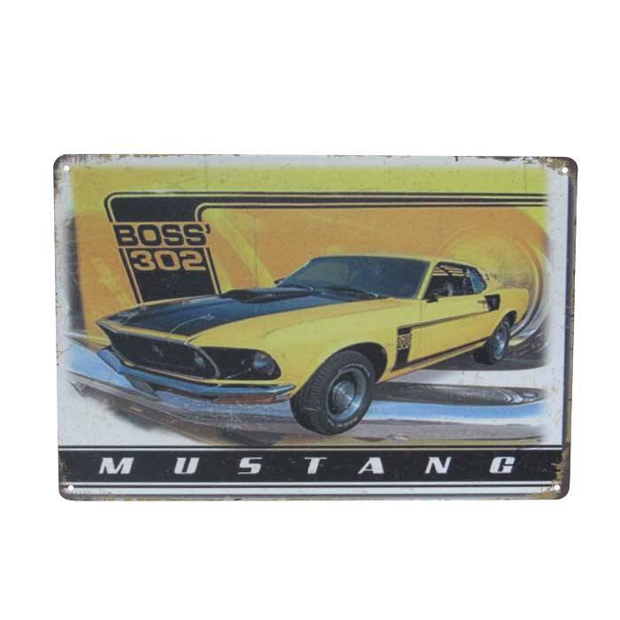 Art Tin Yellow Mustang 