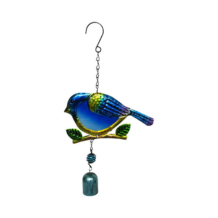 Garden Glass Fat Bird Blue